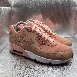 Size 7 - Nike Air Max 90 SE Girls Pink Low Top Lace Up Sneakers Shoes 897987-601